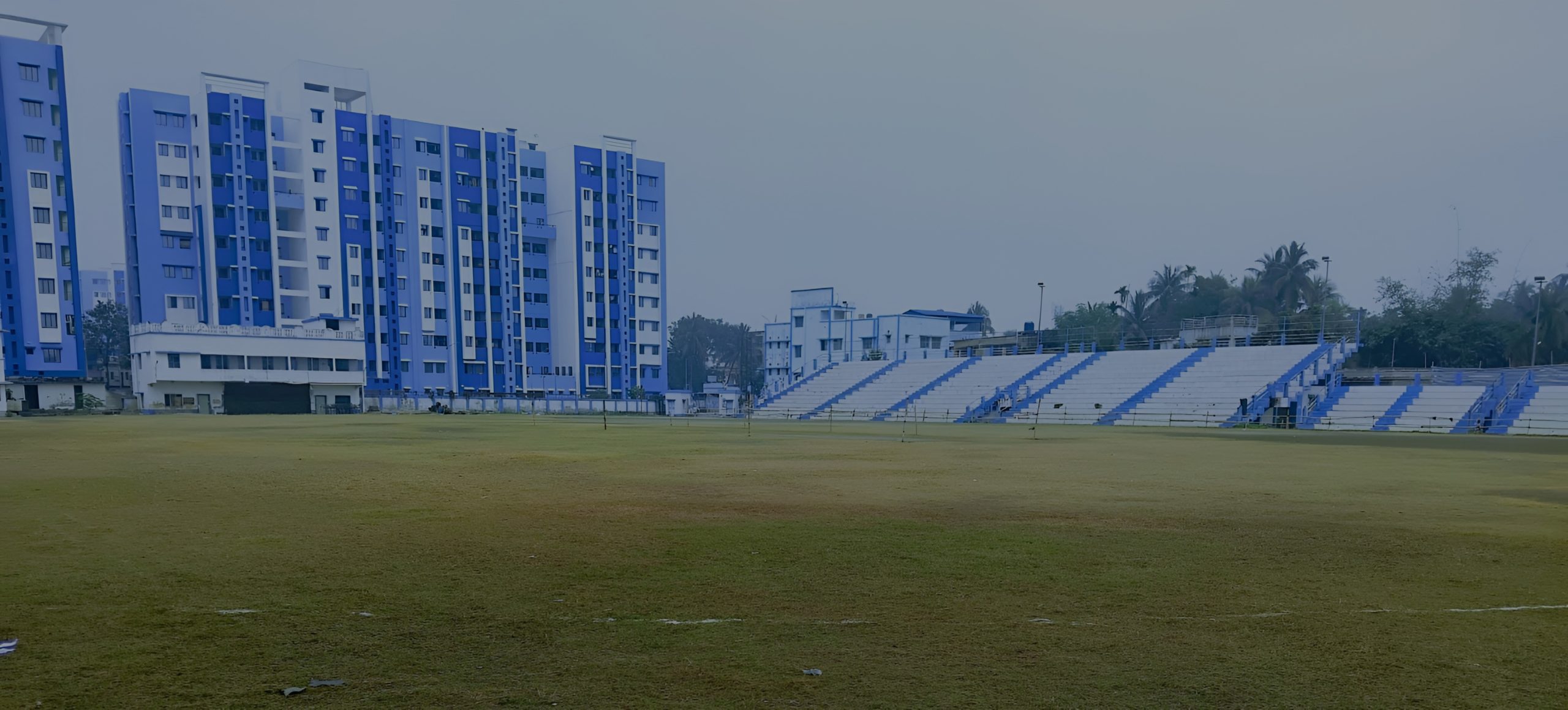 Home green cricket sports background with illustration of players and golden trophy cup.